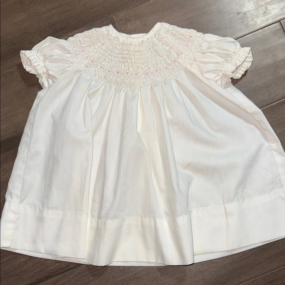 Other - Vintage Hand Smocked Baby Dress White Embroidered Heirloom Gown SZ 0-3M